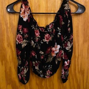 off the shoulder floral crop top